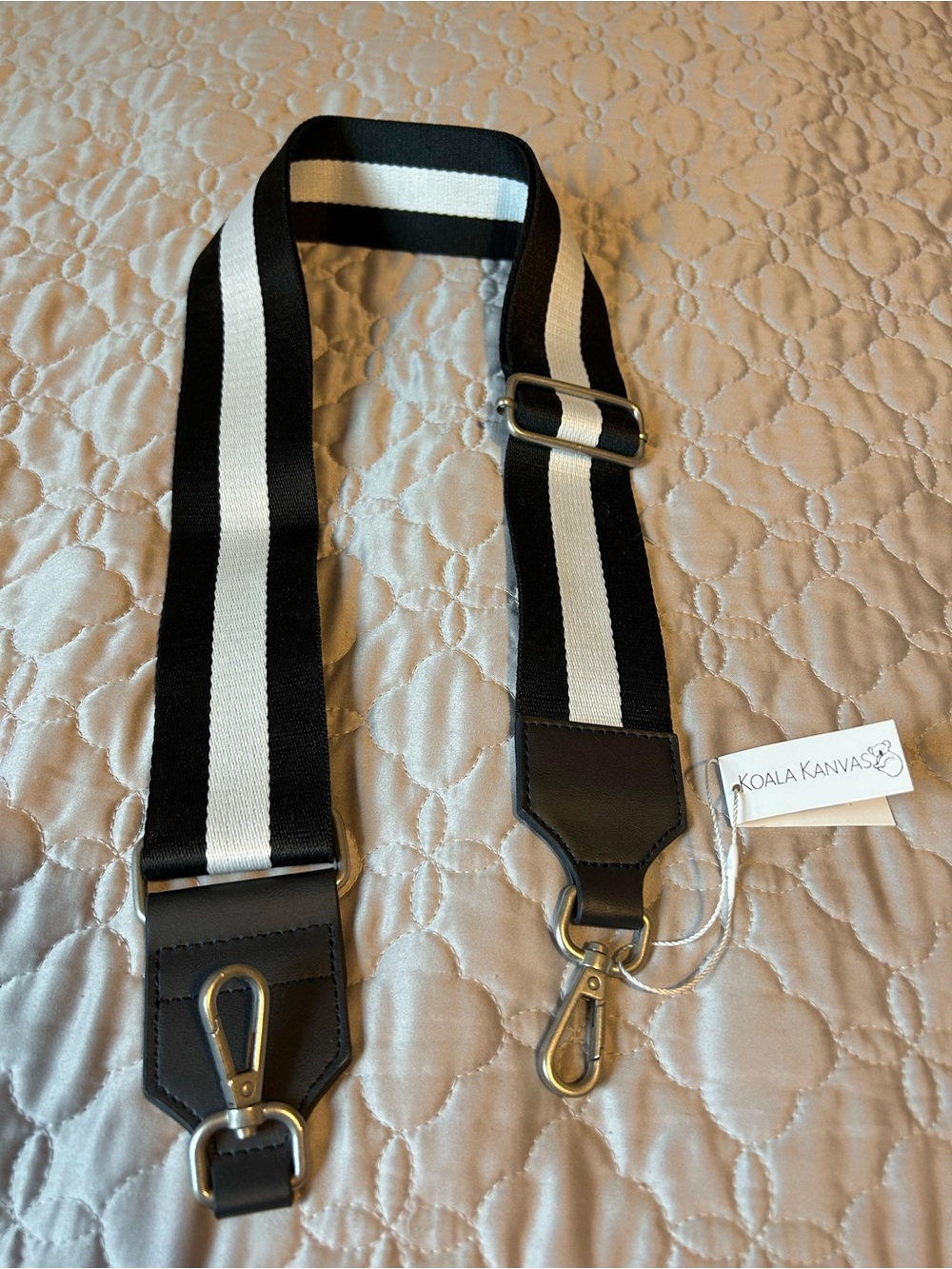 Black & White Striped Bag Strap